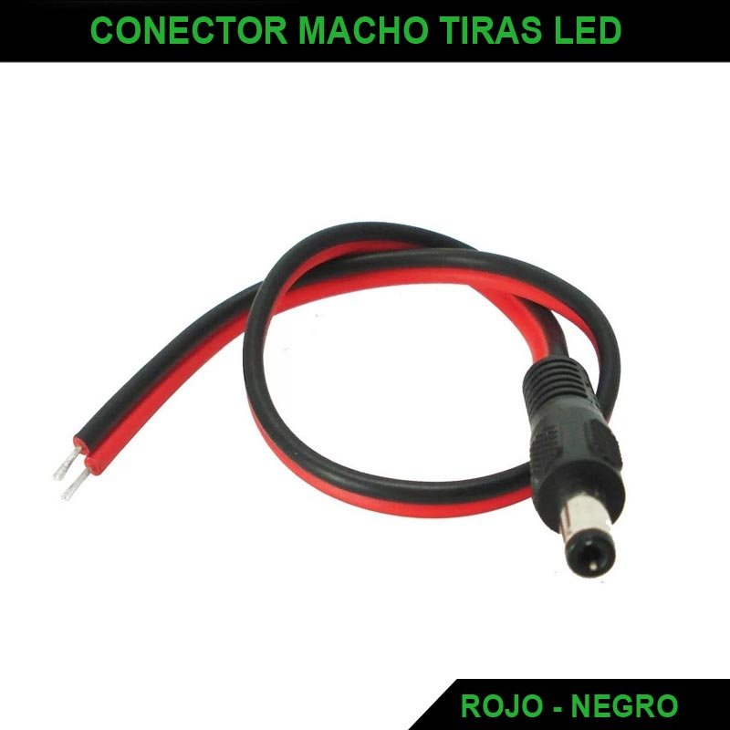 Conector Macho para Tiras LED con Cable Rojo - Negro