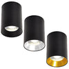 Foco superficie para bombillas LED GU10 con reflector en colores negro, plata u oro.