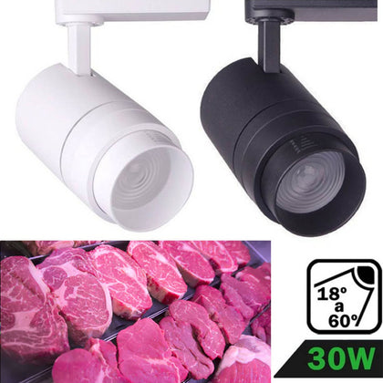 Foco Carril Trifásico LED 30W Ajustable Luz Carne