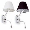 Aplique con Lector 1W Pared E27 Cromo Pantalla Blanco / Negro