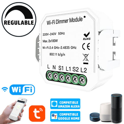 Regulador Dimmer LED WIFI APP Pastilla 2 Zonas X 100W