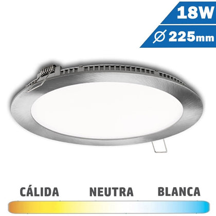 Panel LED Redondo Níquel Satinado 18W 225mm