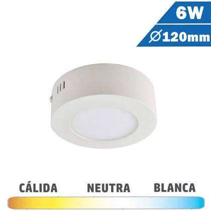 Plafón Superficie LED Blanco 6W 120mm