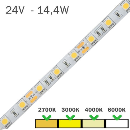 Tira LED Exterior 12V 60 LEDs IP65 14,4W Luz RGB Cambio Color