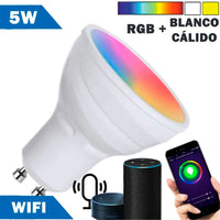 Bombilla LED Smart WIFI GU10 5W RGB + Cálida y Blanco