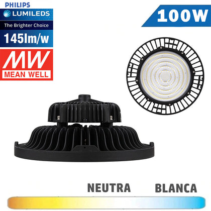 Campana LED UFO 100W Chip Philips Driver Meanwell PRO