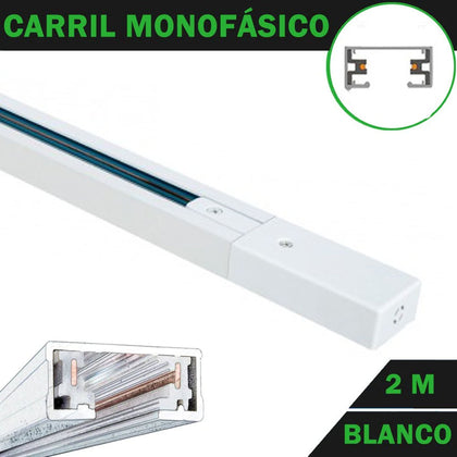 Carril Monofásico 2 Metros Blanco Reforzado