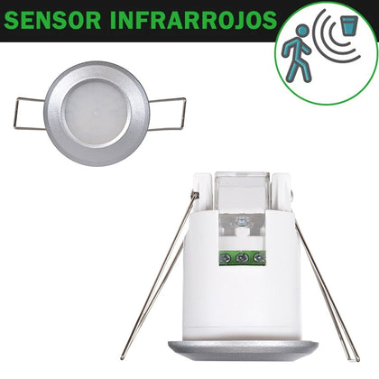Detector Sensor Movimiento 360º Empotrar Techo Mini Gris