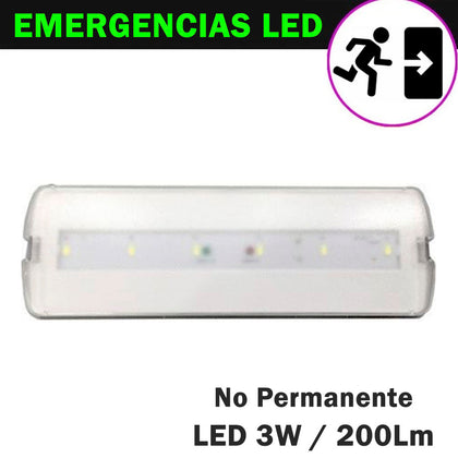Emergencia LED 3W 200Lm No Permanente