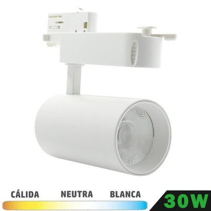 Foco Carril Trifásico LED Blanco 30W Orientable Eco