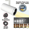 Foco Carril LED Regulable Trifásico Blanco 30W Zoom / Cambio tonalidad luz