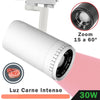 Foco Carril LED Trifásico Blanco 35W Zoom Luz Carne Intenso