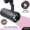 Foco Carril LED Trifásico Negro 30W Zoom Fresh Meat