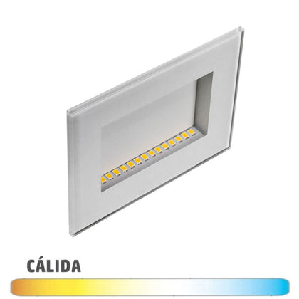 Ilumina Escalones Rectangular 102x78mm Blanco 3W IP65 con Caja