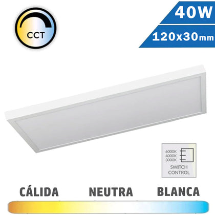 Luminaria Blanca Superficie Slim LED CCT 30x120 40W