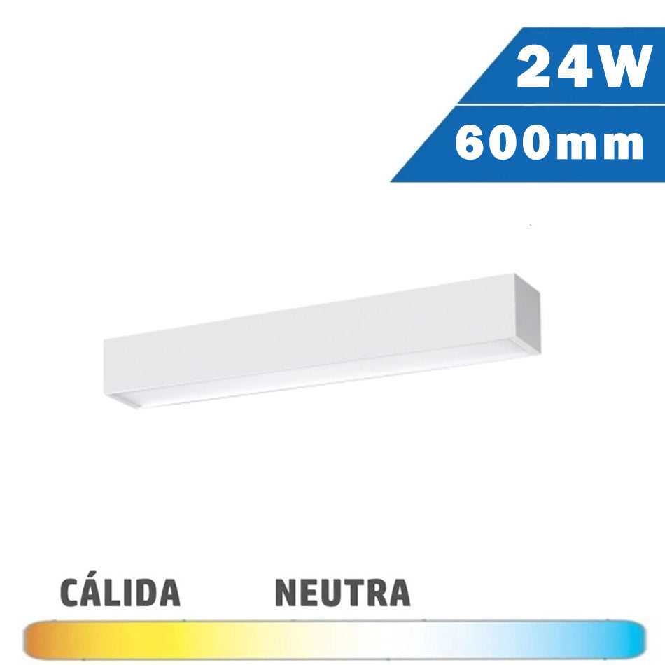 Luminaria LED Lineal Superficie Blanca 24W 600mm