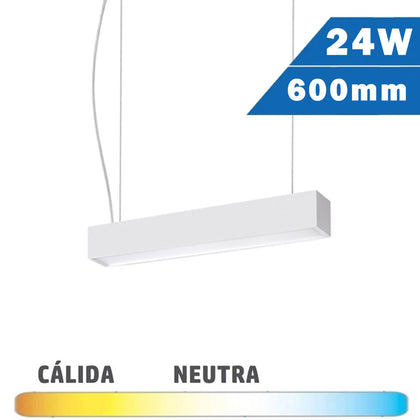 Luminaria LED Lineal Suspensión Blanca 24W 600mm