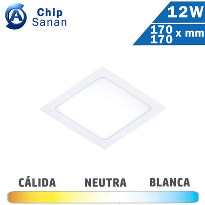 Panel LED Cuadrado Blanco 12W 170x170mm