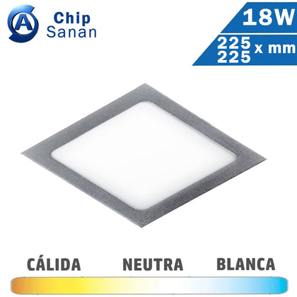 Panel LED Cuadrado Plata 18W 225x225mm