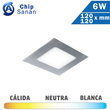 Panel LED Cuadrado Plata 6W 120x120mm