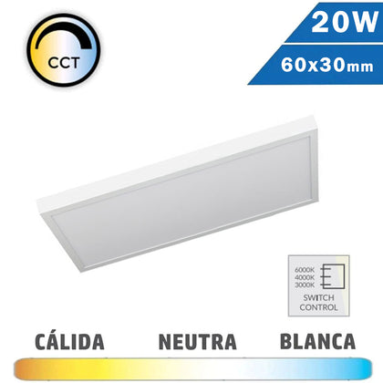Luminaria Blanca Superficie Slim LED CCT 30x60 20W