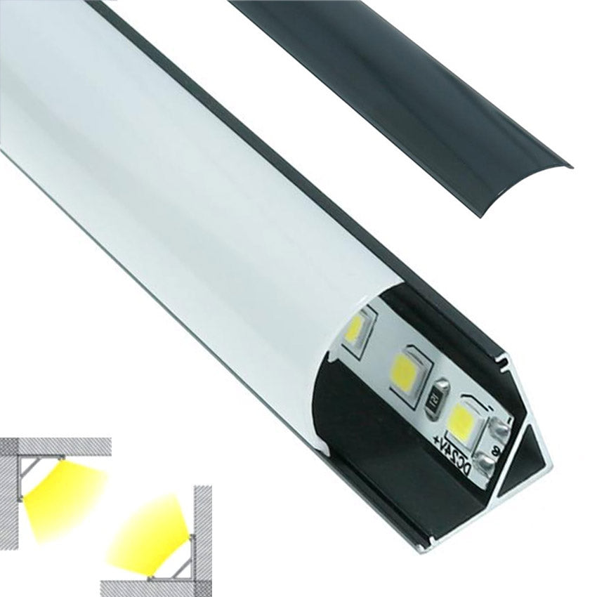 Perfil Aluminio Esquina Black para Tiras LED