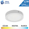 Plafón LED Superficie Blanco 12W 170mm Chip Sanan