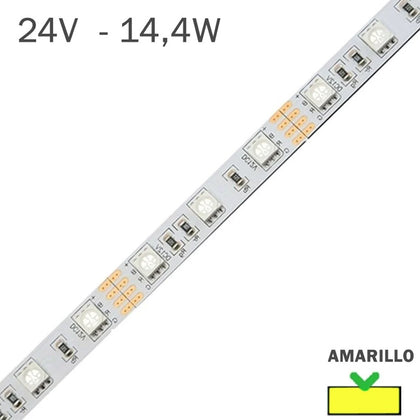 Tira LED 24V 14,4W 60LEDs/m Luz Amarillo Limón