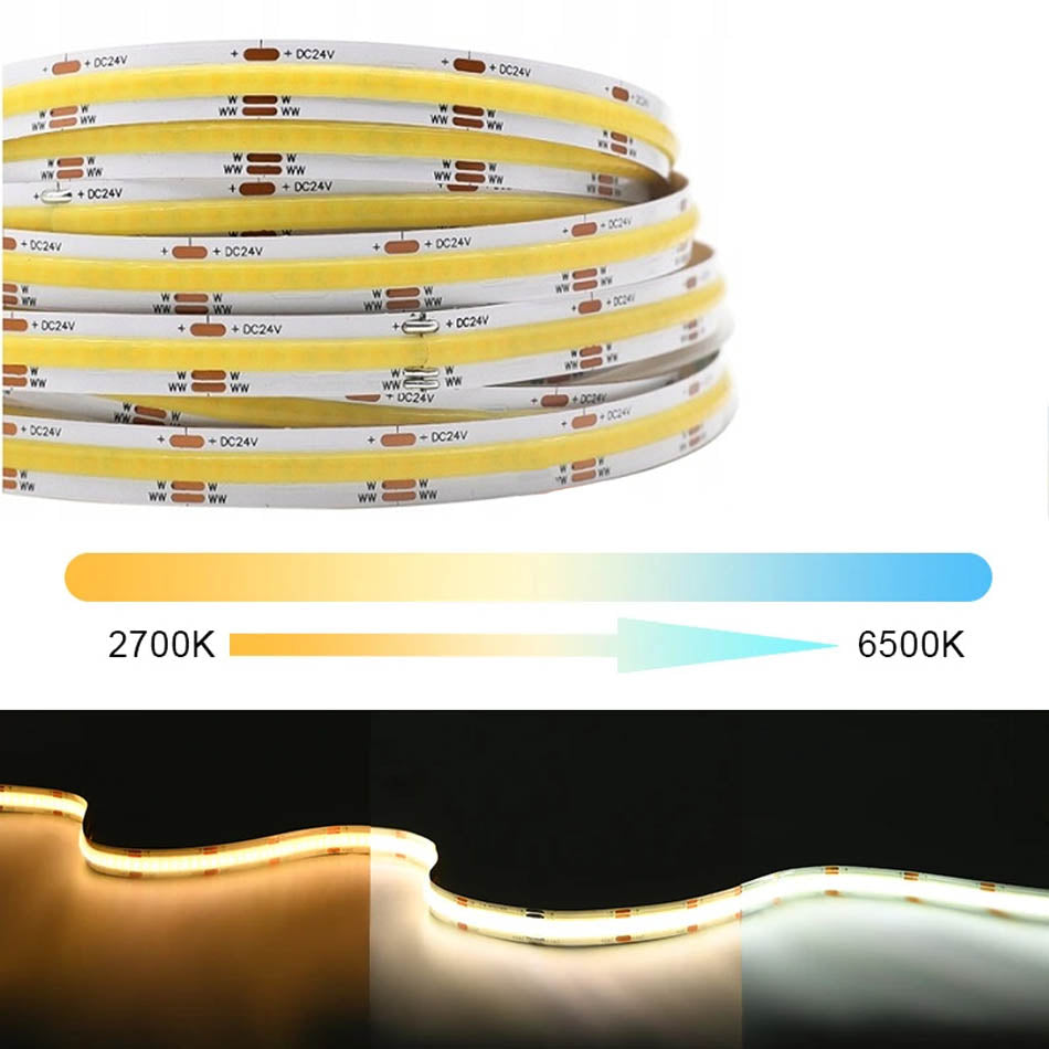 Tira LED 24V 22W COB CCT 604 LEDs Cambio Tonalidad