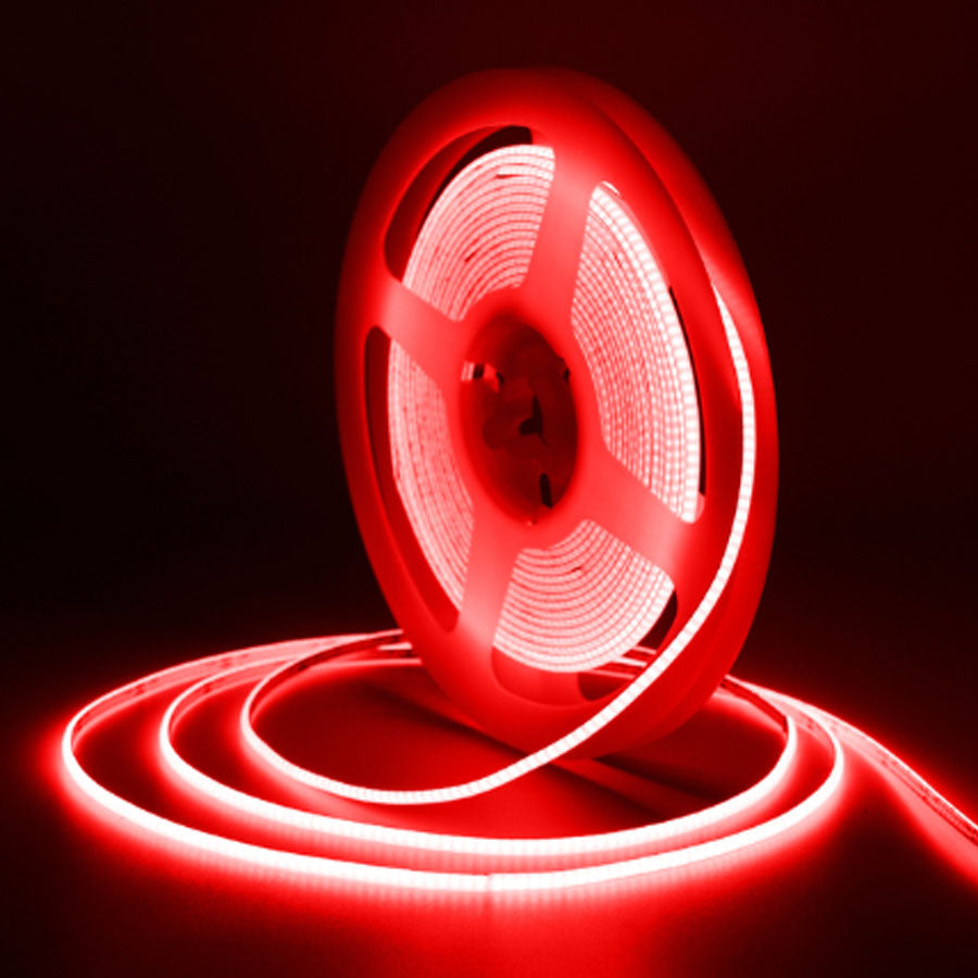 Tira LED COB 12V 4mm luz roja línea continua