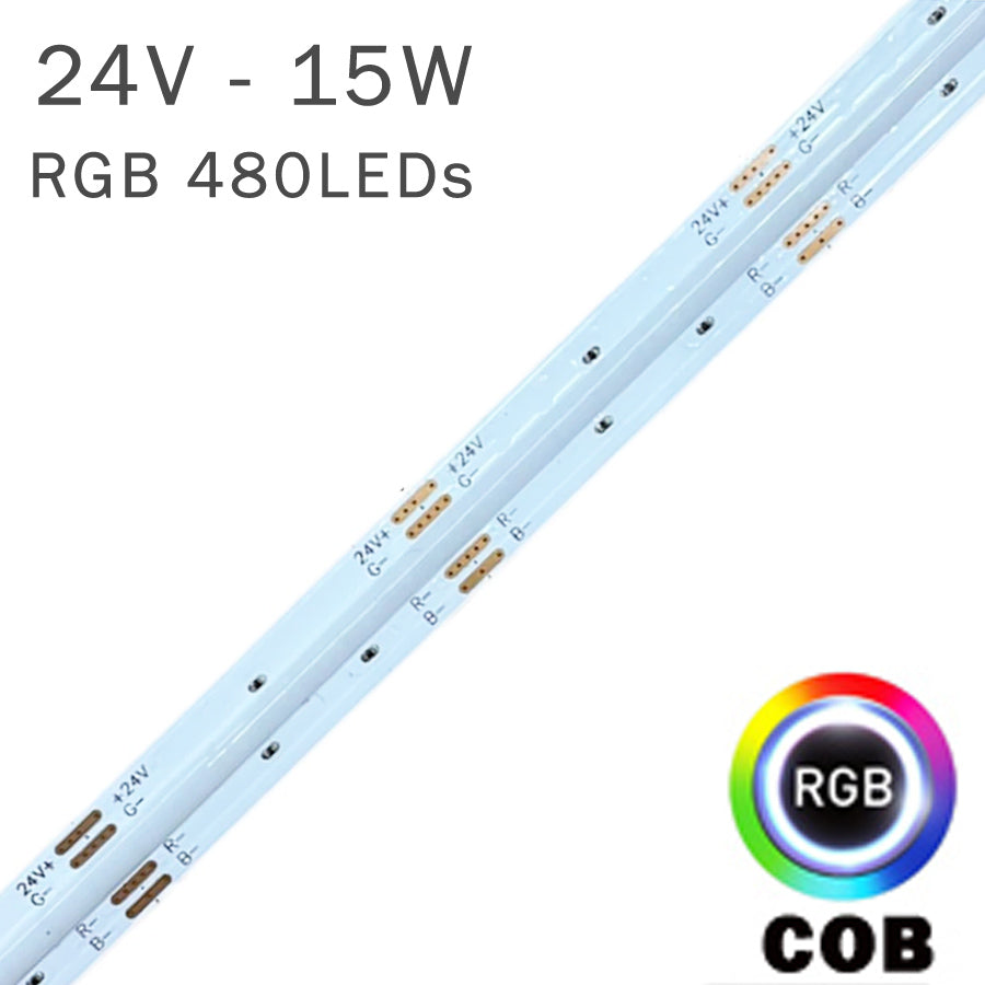 480 Nm Led Color TIRA LED 24V COB 480 LEDs 15W RGB CAMBIO COLOR – LedyLuz